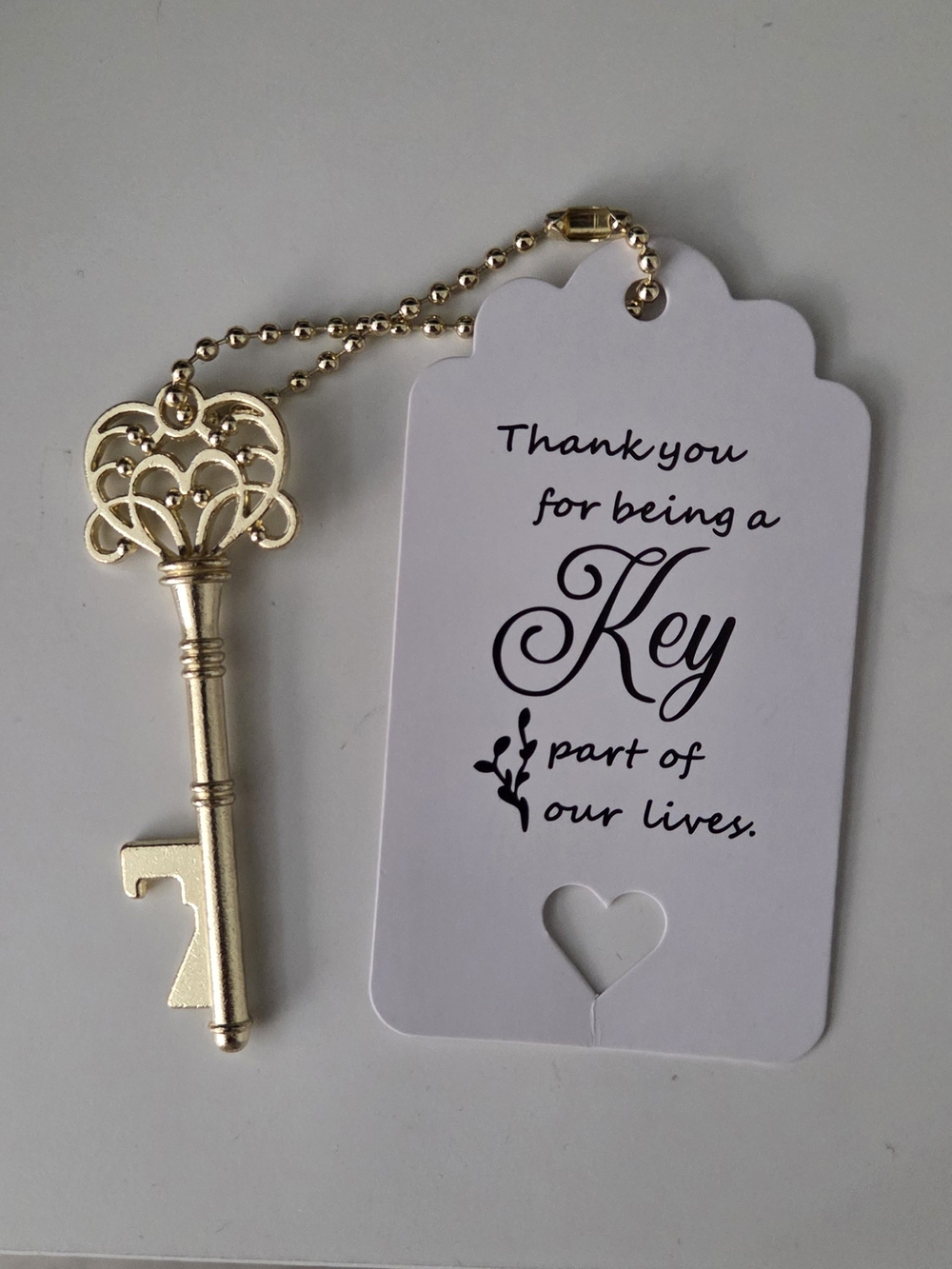 Decorative Gold Key Favor with Thank You Tag